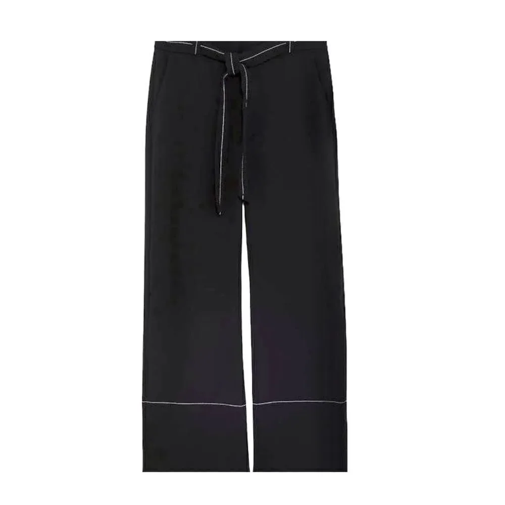Zara Wide Leg Contrasting Top Stitch Pants Trouser BNWT - Picture 4 of 6